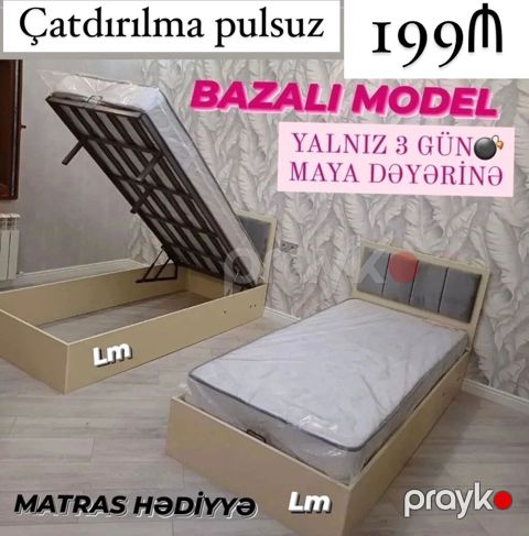 Tək bazalı çarpayı – sifarişlə və yeni - Modell: Bazalı tək çarpayı