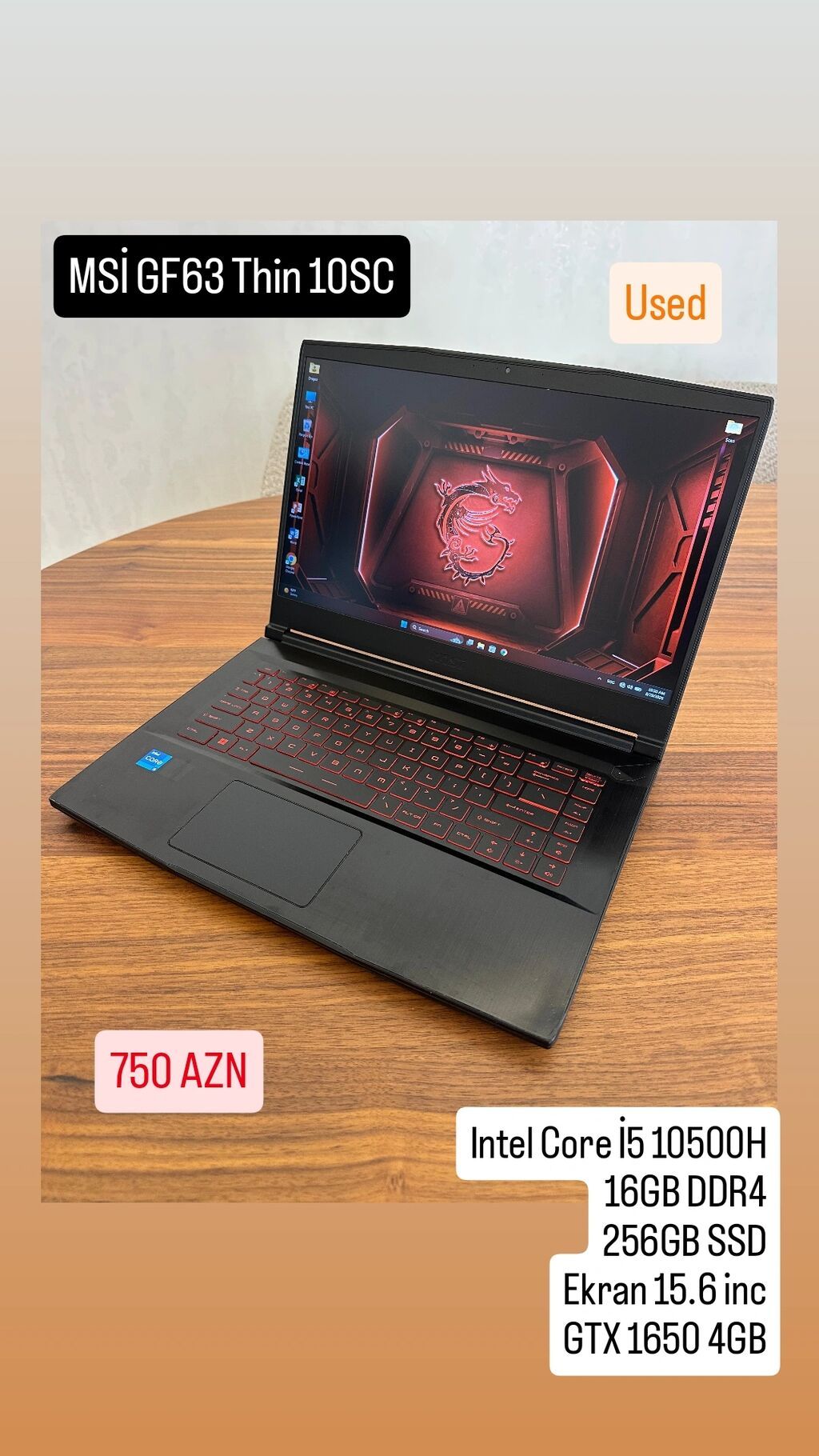 MSI GF63 Thin 10SC – oyun və gündəlik işlər üçün yüngül və güclü — MSI, Bakı