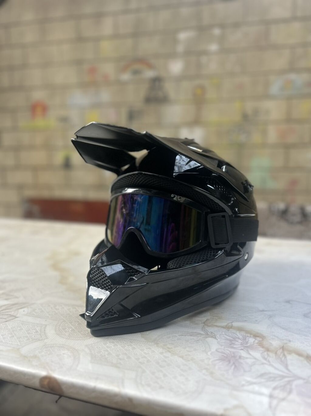 Motokros/Tur enduro tipli tam üzlü dəbilqə və eynək seti - Rəng — Avto, Bakı