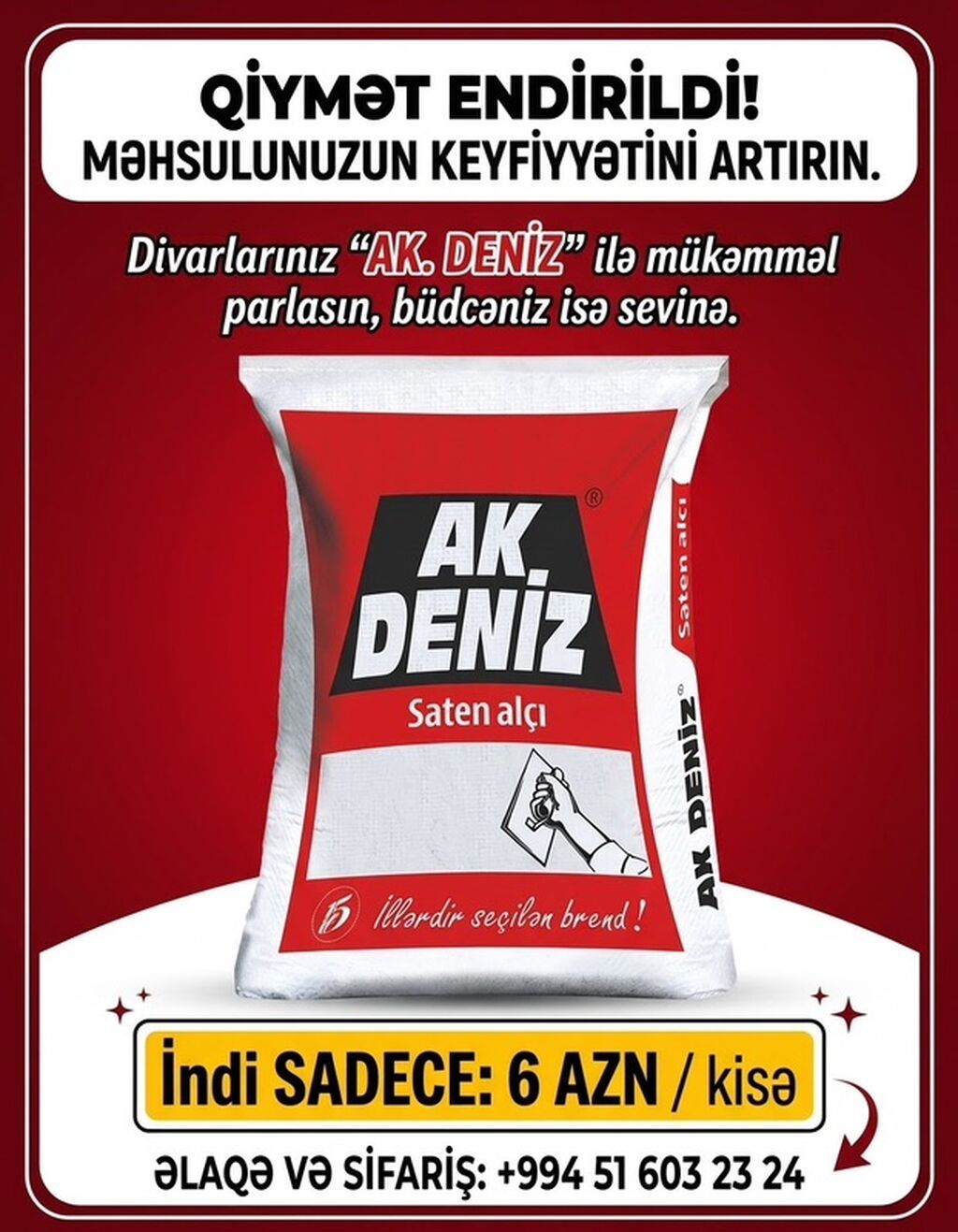 AK Deniz alçı qarışıqları - Sıva alçı: divarların hamarlanması və — Təmir və inşaat, Bakı (2)