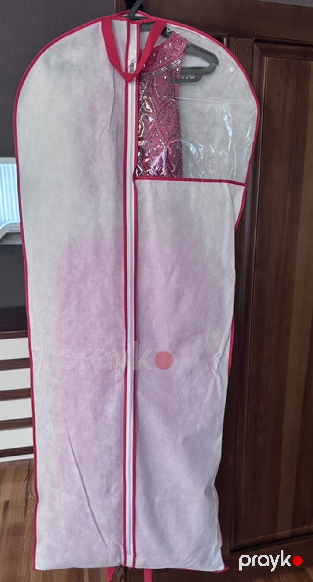 Qırmızı rəngdə gecə/libas - Model: Uzun, axıcı ətəkli, yüksək yaxalı — Axşam paltarları, Masazır (3)
