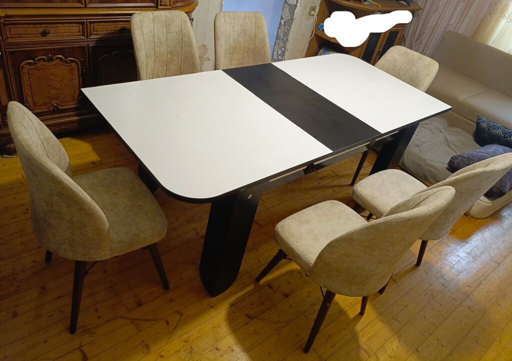 Mətbəx üçün, İşlənmiş, Açılan, Dördbucaq masa, 6 stul — Mebel, Bakı (7)