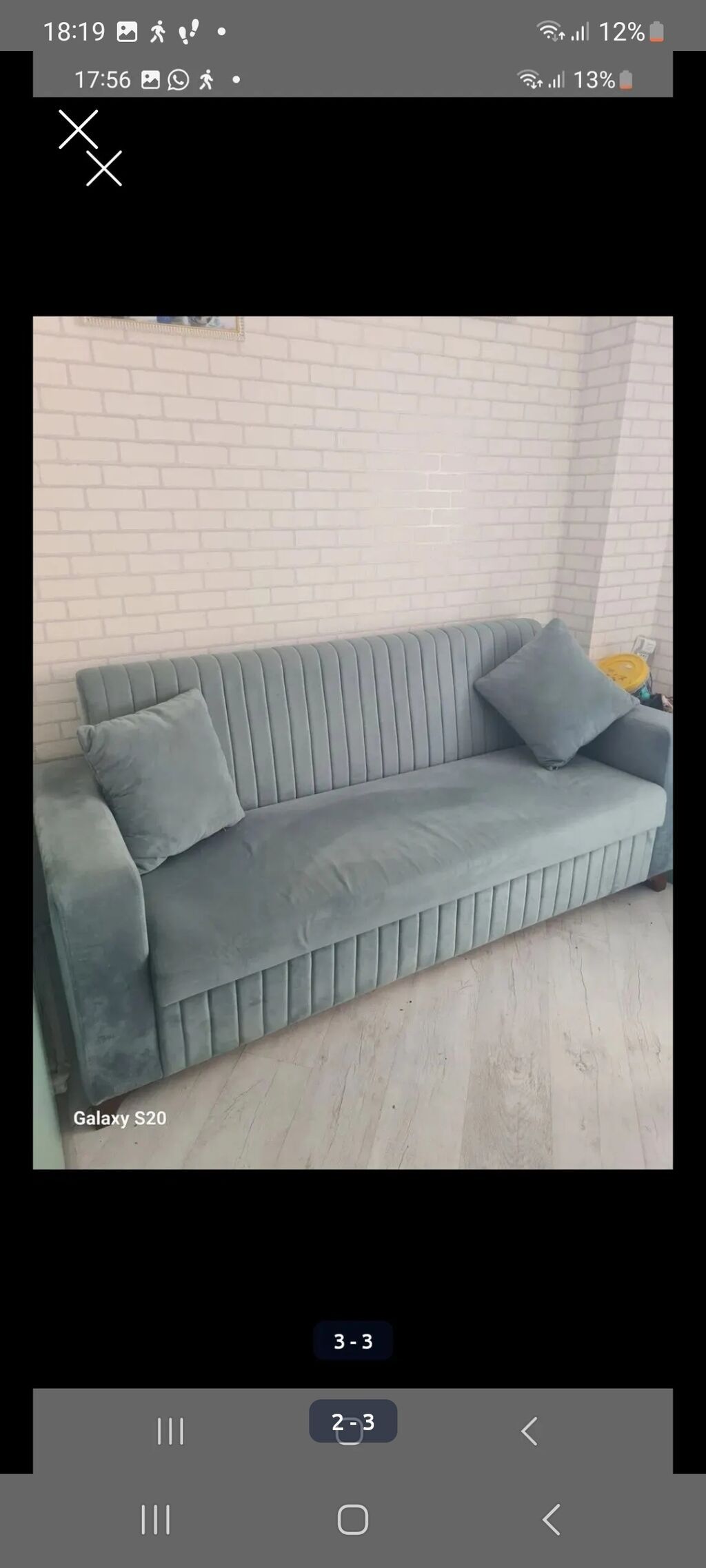 Mavi-yaşıl tonlarda, müasir dizaynlı 3 nəfərlik divan - Parça — Mebel, Bakı (2)