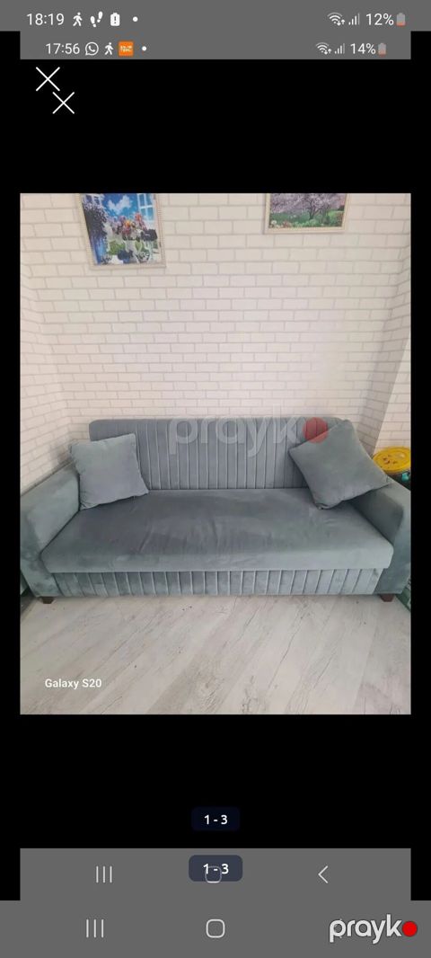 Mavi-yaşıl tonlarda, müasir dizaynlı 3 nəfərlik divan - Parça