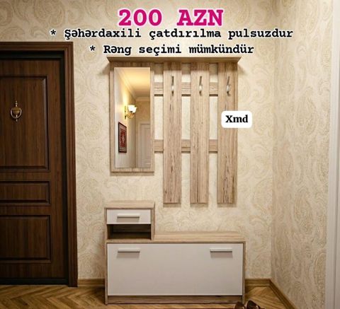 Dəhliz üçün asma paltar askısı və tumba dəsti - Komplekt: divara — Bakı