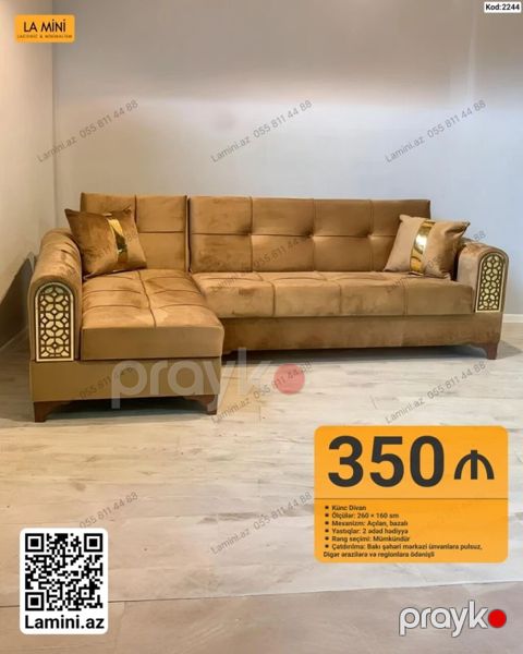 Məhsul: Künc divan (Kod: 2244) Xüsusiyyətlər: - Ölçülər: 260 160 sm — Bakı