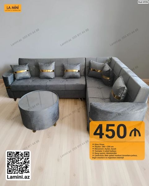 Məhsul: Künc divan dəsti (Kod: 6936) - Ölçü: 280 200 sm - Mexanizm