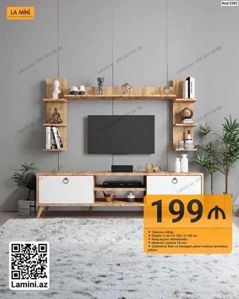 Televizor altlığı və divar rəf dəsti - Kod: 5382 (LA Mını) - Ölçülər — Bakı