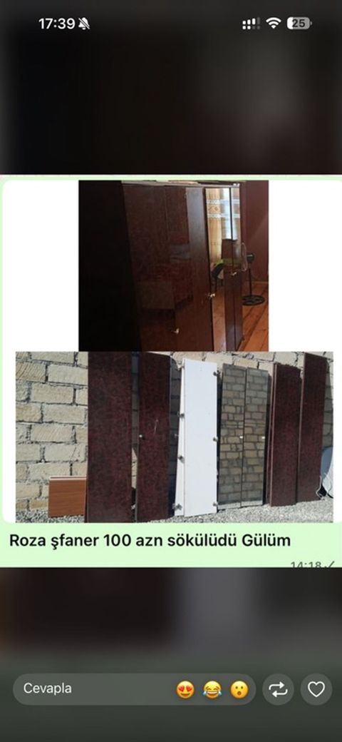 Roza şkaf (şamfaner) – sökülmüş vəziyyətdə. Xüsusiyyətlər — Gəncə