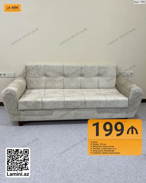 Divan – La Mini - Ölçü: 210 sm - Mexanizm: Açılan, bazalı (alt hissə — Bakı