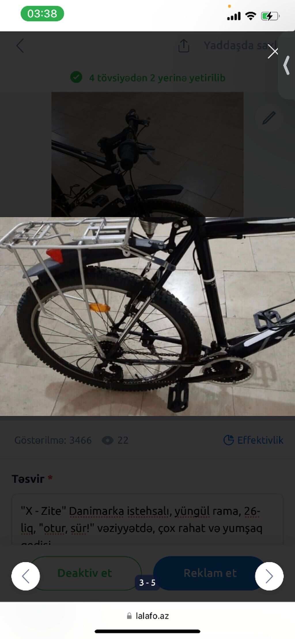 "X - Zite" Danimarka istehsalı, yüngül rama, 26-liq, "otur, sür — Avto, Bakı (3)
