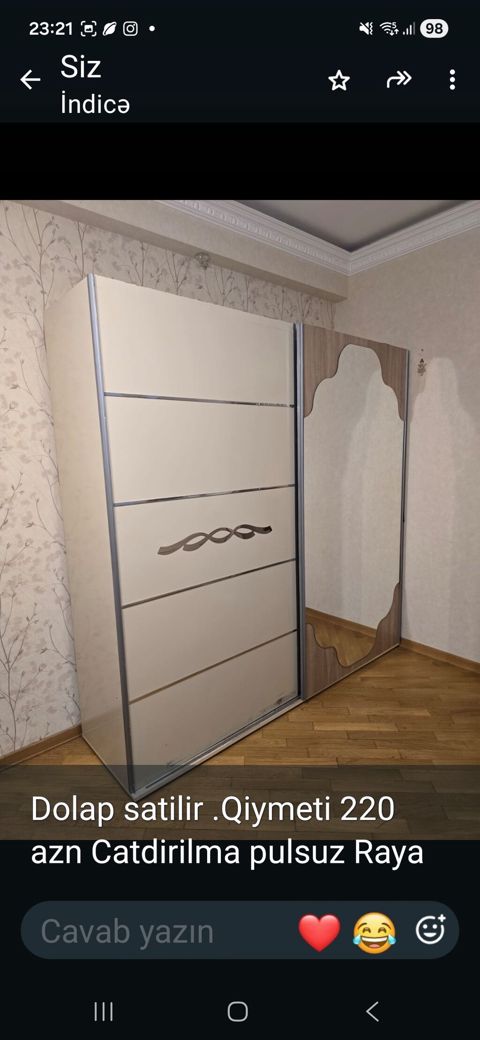 Sürgülü qapılı geyim dolabı - Material: MDF/laminat kombinasiya — Sumqayıt