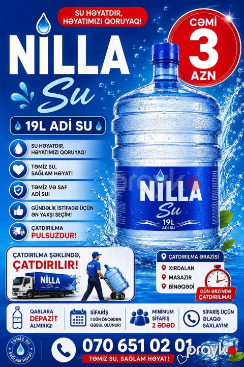 Nılla Su – 19L adi içməli su - Təmiz və saf adi su: gündəlik istifadə — Xırdalan