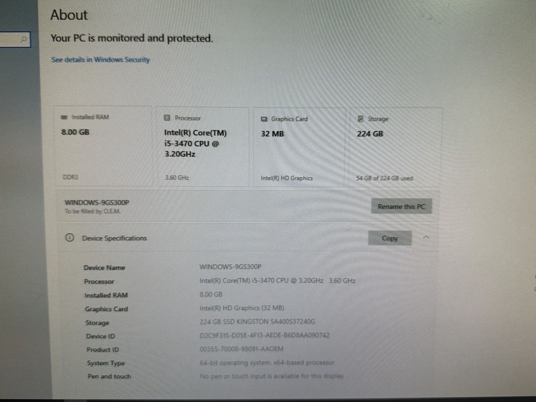 Kompüter dəsti i5-3470 / 8GB RAM / 240GB SSD / HP 20" Monitor — Masaüstü kompüterlər, Bakı (5)