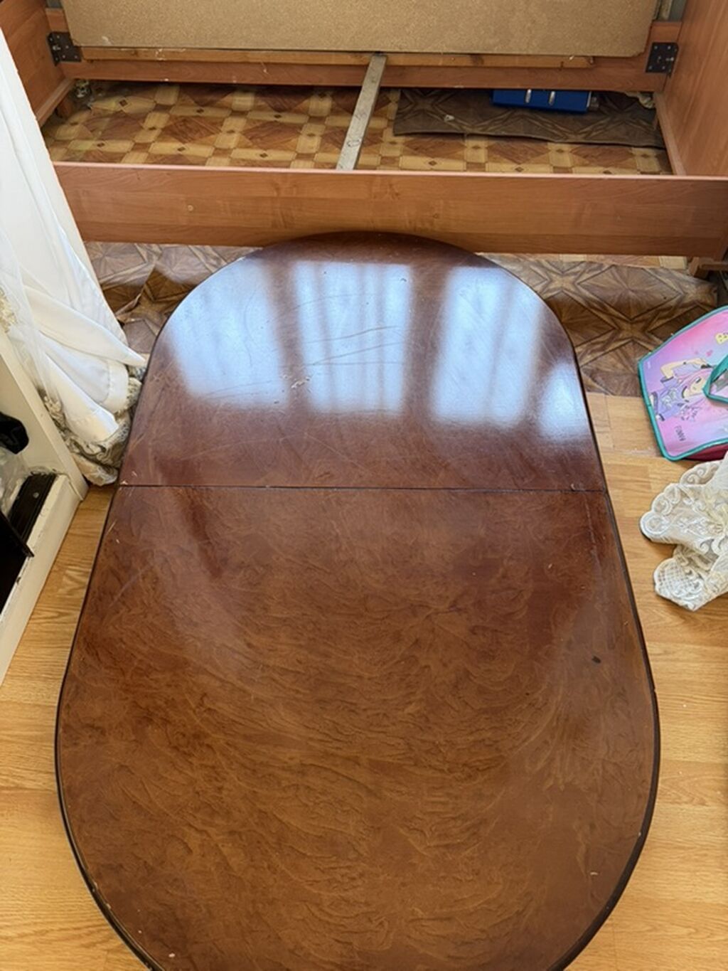 Uzadıla bilən taxta yemək masası (oval) - Material: taxta/şpon üst — Masalar, Bakı (5)