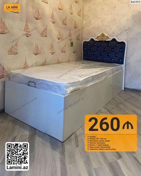 Məhsul: Çarpayı (Kod: 4313) - Ölçü: 90 200 sm - Mexanizm: Açılan — Bakı