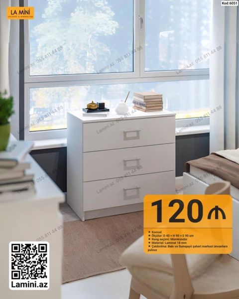 Məhsul: Komod - Ölçülər: Dərinlik 40 sm Hündürlük 90 sm En 90 sm — Bakı