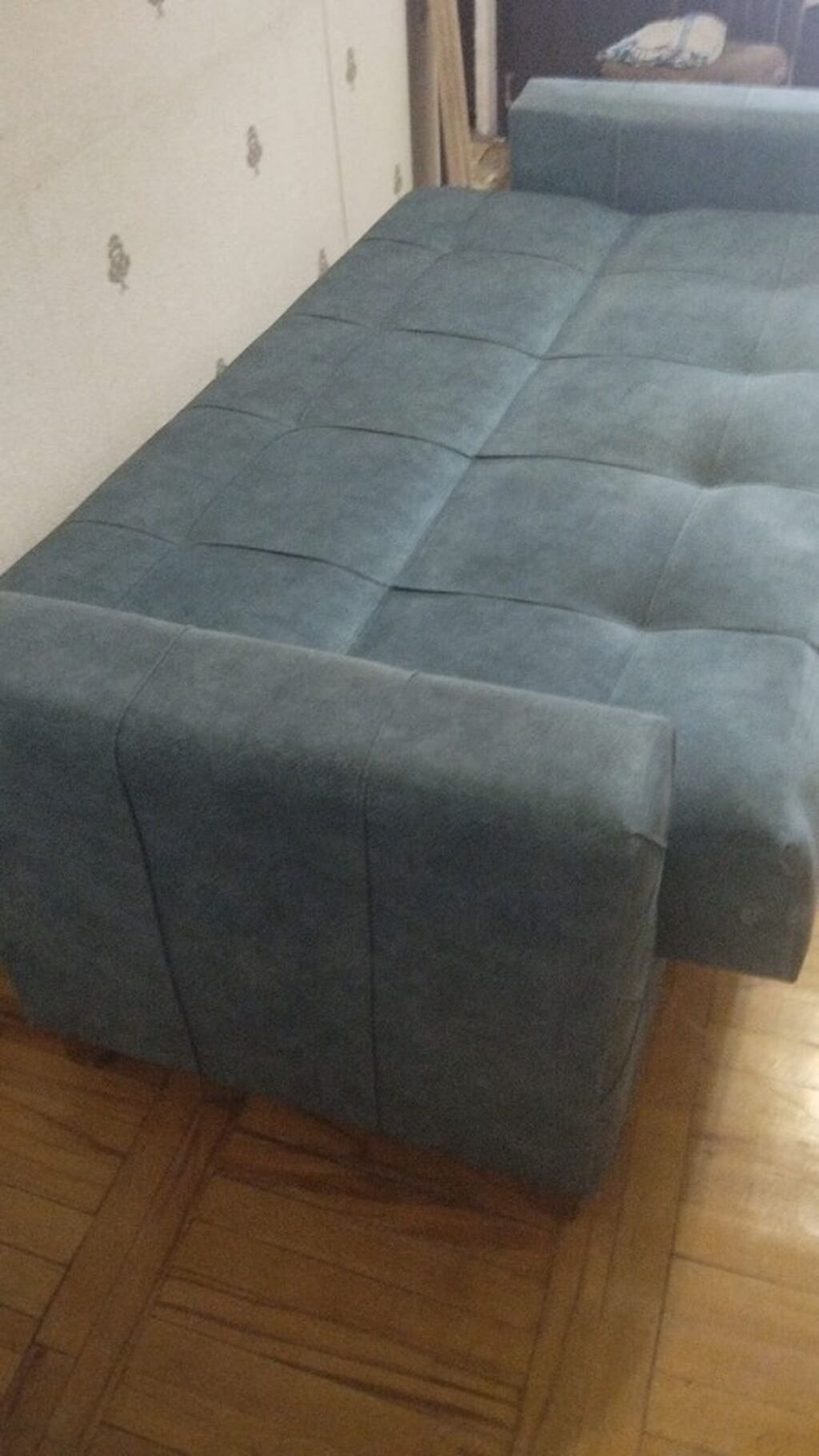 İki divan da açılır və bazalıdır. Mavi rəng vəziyyəti yaxşıdır — Mebel, Gəncə (4)