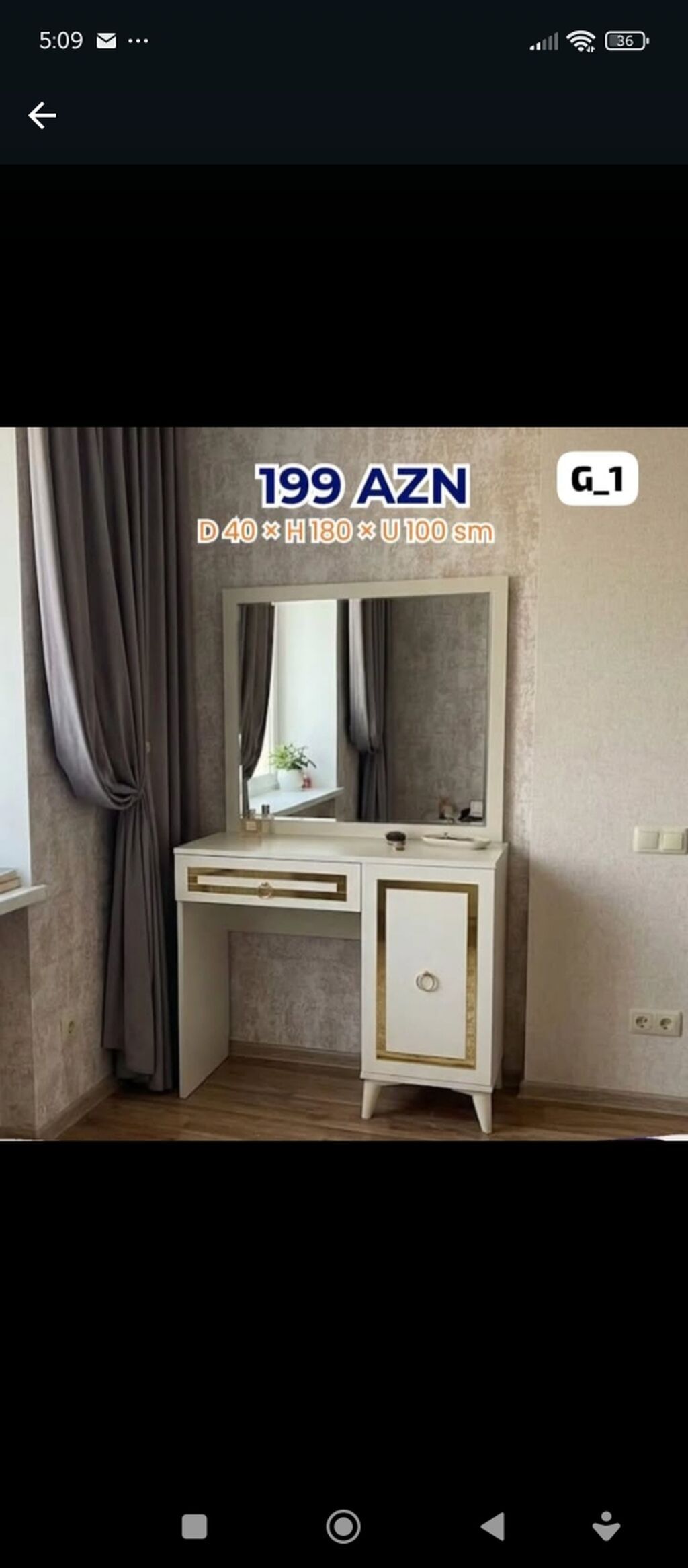 G1 model güzgülü mebel dəstləri 1) Komod + güzgü - Qiymət: 180 AZN — Mebel, Digah (2)