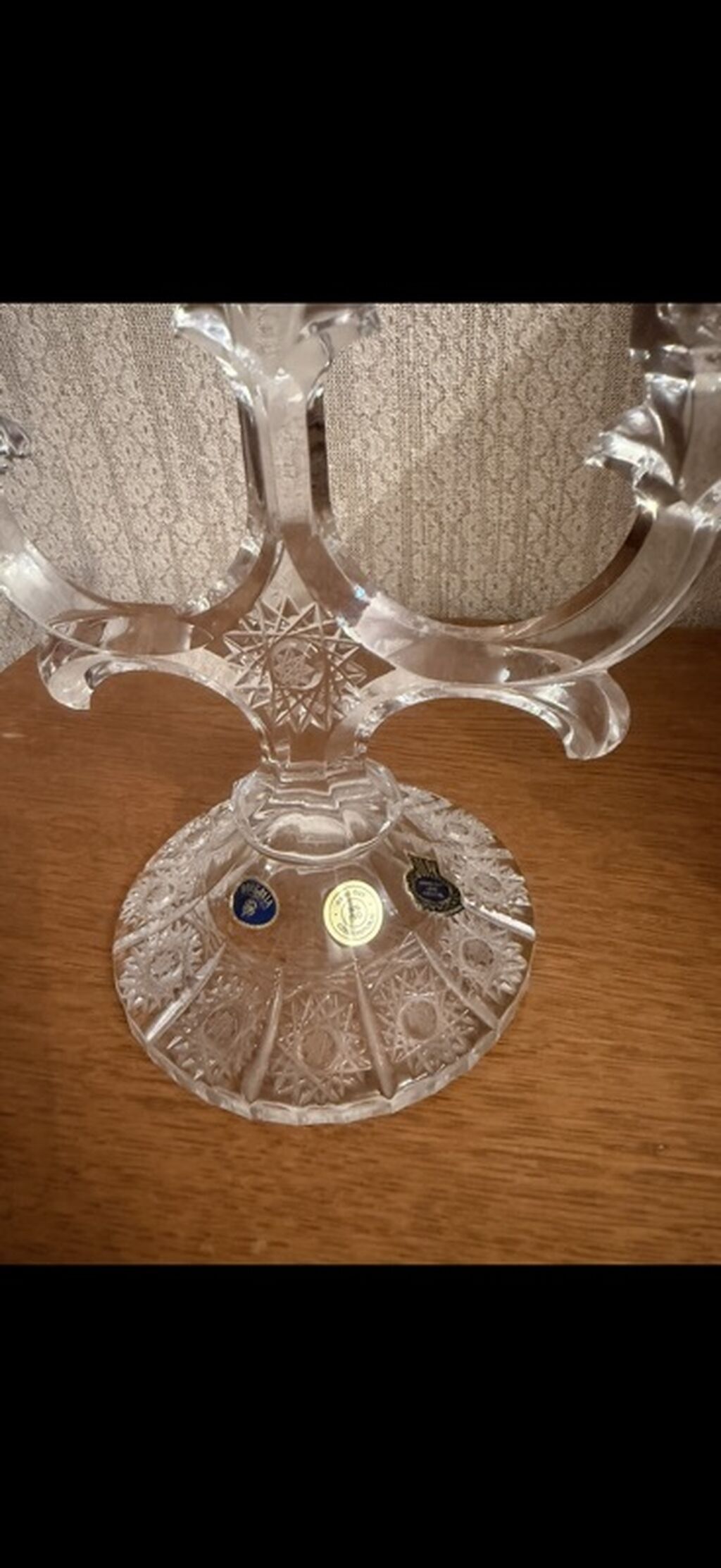 3 şamlıq kristal şamdan - Material: qalın, şəffaf kəsimli kristal — Mallar, Bakı (2)
