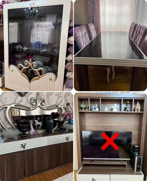 Qonaq otağı üçün mebel dəsti Tərkibi: - Vitrin: şüşə vitrinli, içi — Güzdək