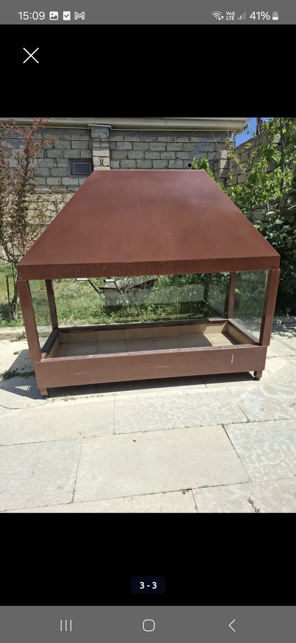 Metall konstruksiyalı şüşəbənd-mangal/qril stendi - Material: qalın — Mallar, Saray