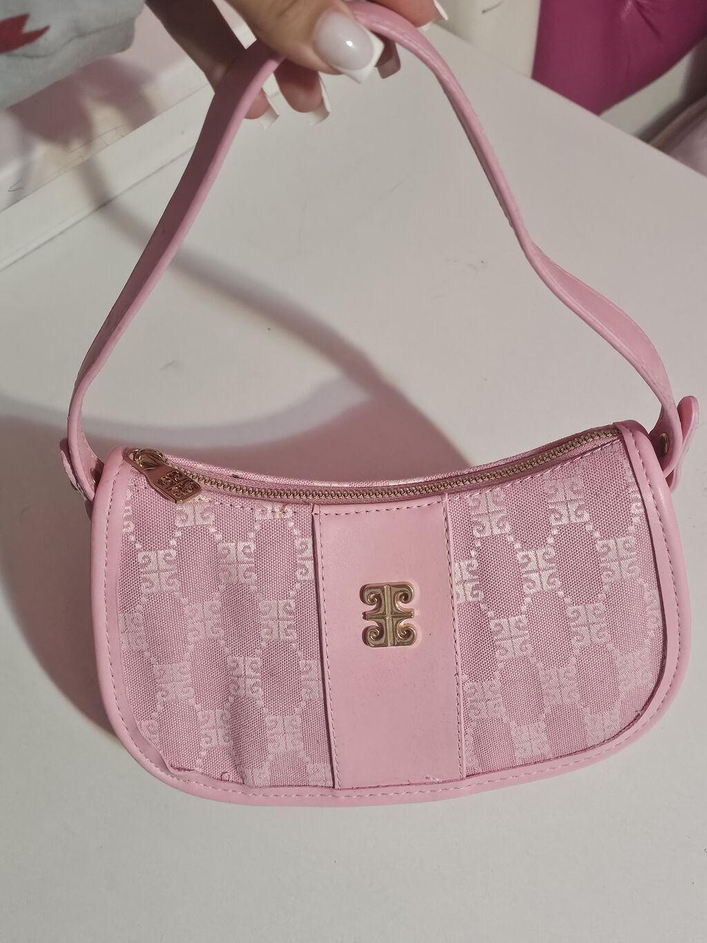 Original pierre cardin – açıq çəhrayı rəng - Model: baguette tipli — Çantalar, Masazır (3)