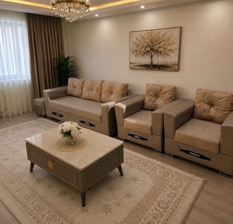 Divan kreslo dəsti satılır 140₼. Açılır bazası var.Ünvan — Bakı
