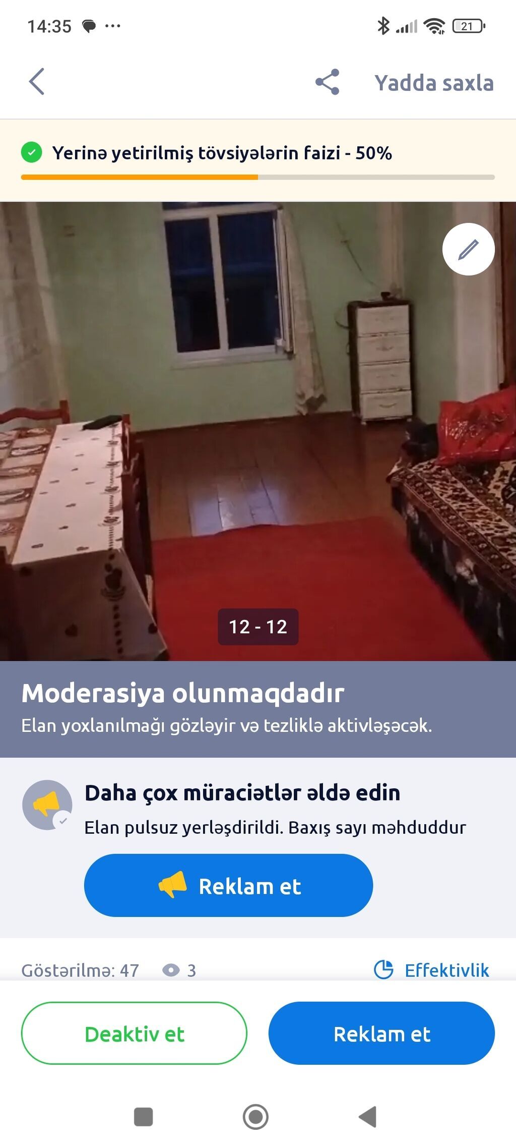 50 kv. m, 3 otaqlı, İnternet — Daşınmaz əmlak, Şəki