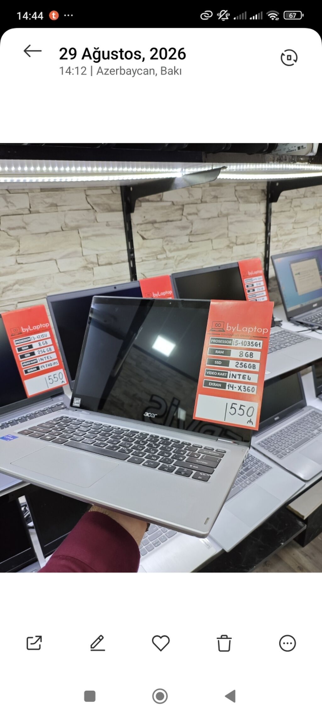 Acer 14" çevrilə bilən noutbuk (x360) - Prosessor: Intel Core — Acer, Bakı (5)