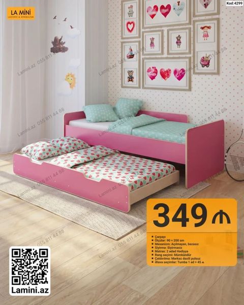 Uşaq otağı üçün ikiqat funksiyalı çarpayı – La Mini (Kod: 4299) — Bakı