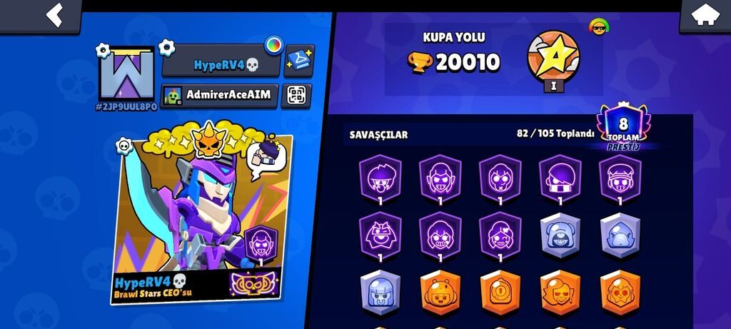Brawl Stars oyunu üçün inkişaf etmiş hesab - Kupa: 20,010 - Toplanan — İş, Bakı (4)