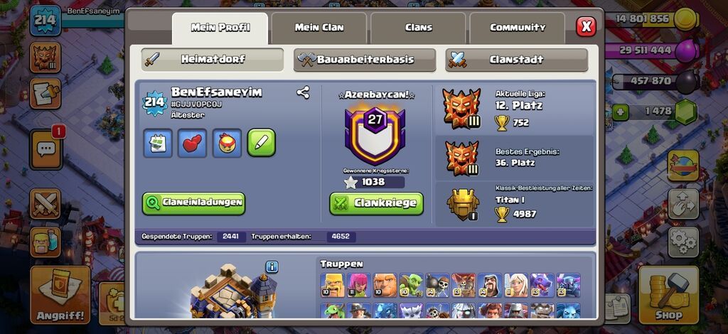 Clash of Clans hesabı – BenEfsaneyim - Bələdiyyə (Town Hall): 18 — Xidmətlər, Bakı (3)