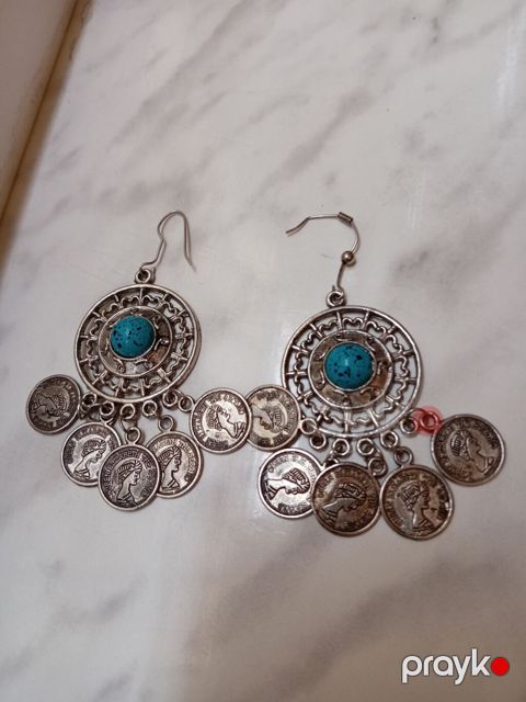 Boho üslublu sallantılı sırğalar - Material: metal ərinti (gümüşü