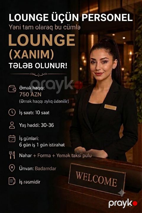 Hostes, qeydiyyatçı tələb olunur, 30-45 yaş, 6 ildən artıq təcrübə — Bakı