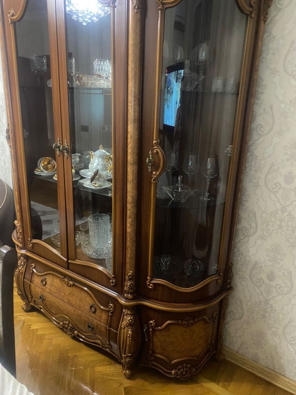 Klassik üslubda taxta qonaq otağı dəsti - Material: təbii ağac — Mebel, Bakı (2)