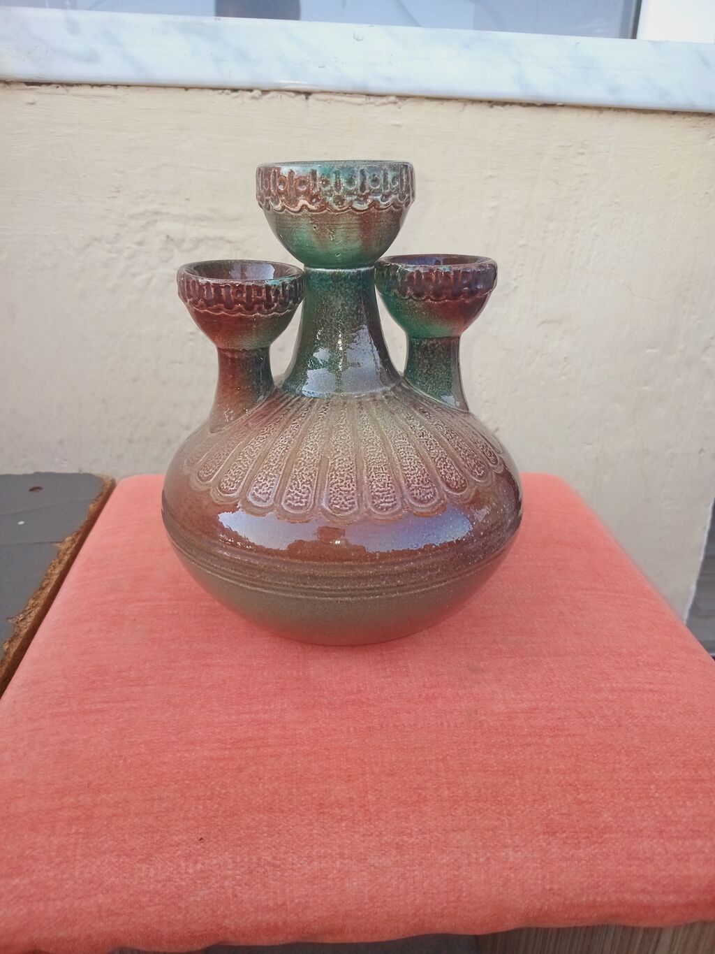 Keramik 4 şamlıq – dekorativ masaüstü şamdan - Material — Mallar, Bakı (5)