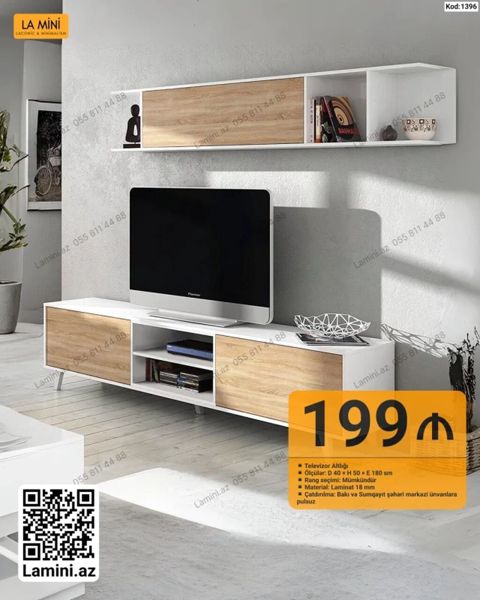 Məhsul: Televizor altlığı və asma rəf dəsti (Kod: 1396) - Ölçülər — Bakı