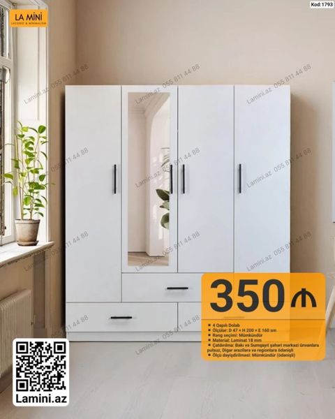 LA Mini – 4 qapılı dolab - Modell kodu: 1793 - Ölçülər: Dərinlik 47 — Bakı