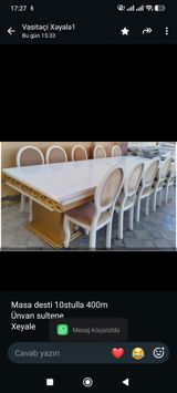 Masa desti 10stulla 400m Ünvan sultepe Xeyale — Furniture