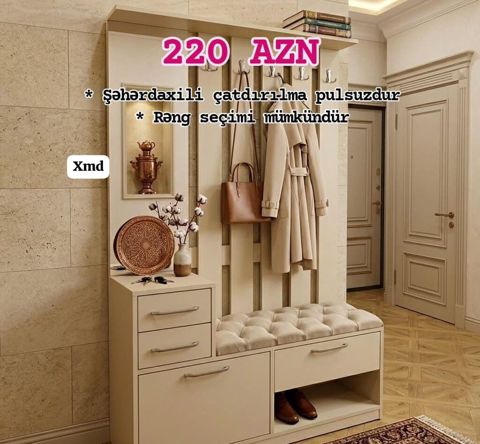 Dəhliz üçün funksional giriş mebeli dəsti - Qiymət: 220 AZN — Bakı