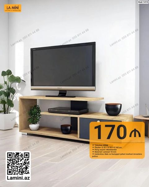 Televizor altlığı - Ölçülər: D 35 H 50 E 160 sm - Rəng seçimi — Bakı