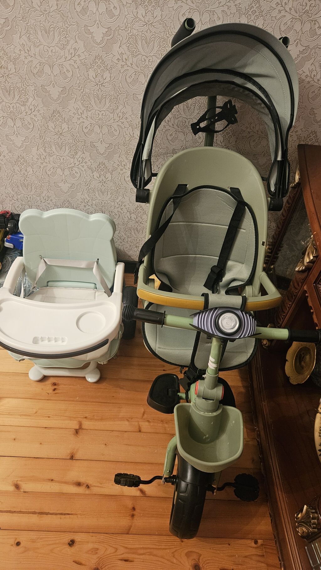 Uşaq üçtəkərli velosiped + yemək oturacağı dəsti - Rəng: açıq — Uşaq velosipedləri, Masazır (3)