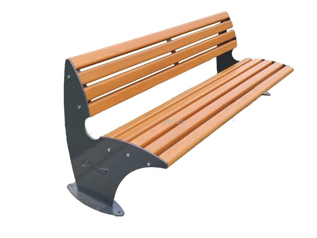 Metal karkaslı taxta skamya - İstifadə sahəsi: həyət, bağ, park — Mebel, Digah (2)