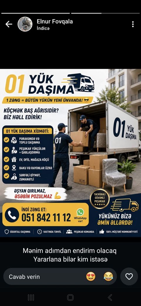 Yükdaşıma xidməti – “01 Yük Daşıma” - Ev, ofis və mağaza köçürülməsi — Bakı