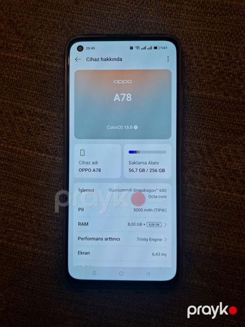 Oppo A78, 256 GB, rəng - Qara, Barmaq izi — Sumqayıt