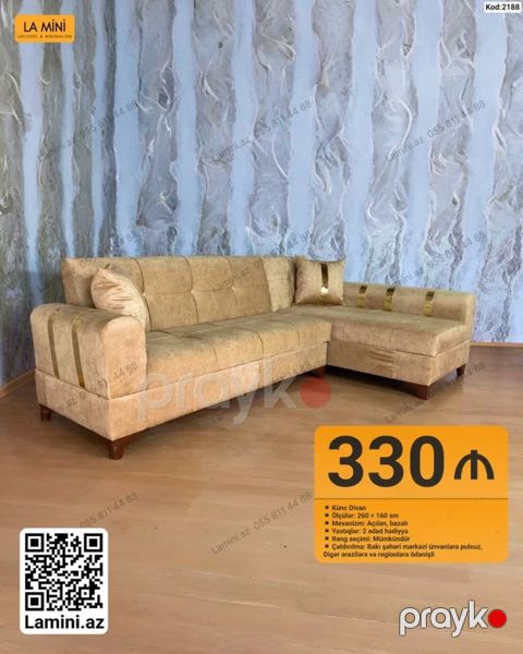 Künc divan – La Mini (Kod: 2188) - Ölçülər: 260 160 sm - Mexanizm — Bakı