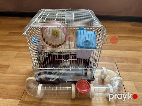 Hamster üçün tam dəst 2 mərtəbə qəfəs - Metall karkaslı, çıxarılan — Bakı