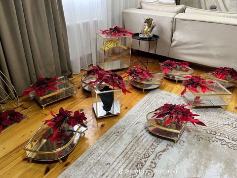 Dekorativ şüşə-latifə (xonça) dəstləri - Material: qalın şəffaf şüşə — Bakı