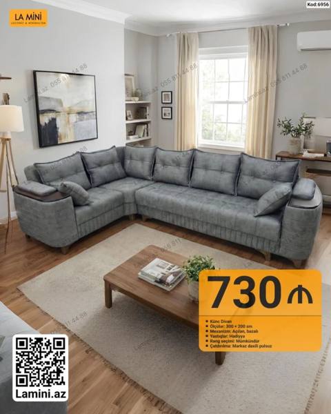LA Mını – Künc divan - Model: Künc divan (Kod: 6956) - Ölçülər: 300 — Baku